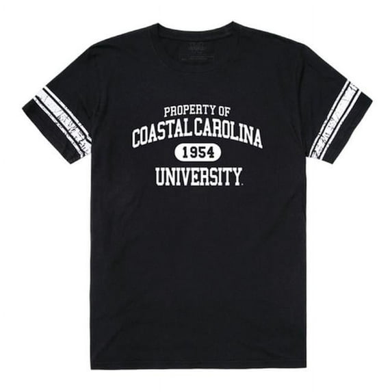 W Republic 535-116-BLK-01 Coastal Carolina University Property Football Short Sleeve T-Shirt, Black & White - Small