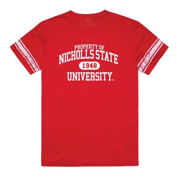 W Republic 535-138-RED-04 Nicholls State University Property Football Short Sleeve T-Shirt, Red - Extra Large