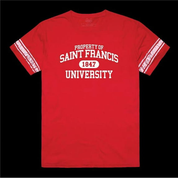 W Republic 535-669-RED-01 Saint Francis University Red Flash Property Football T-Shirt, Red - Small