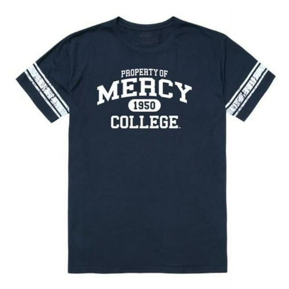 W Republic 535-710-NVY-04 Mercy College Mavericks Property Football T-Shirt, Navy - Extra Large