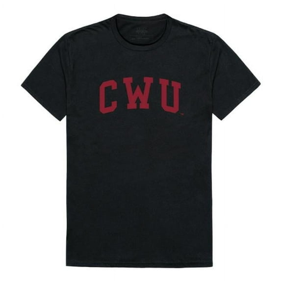 W Republic 537-213-BLK-04 Central Washington University Men College T-Shirt, Black & White - Extra Large