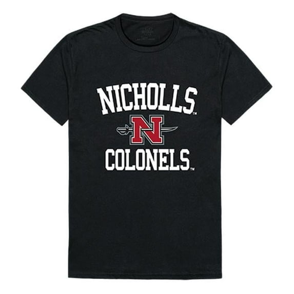 W Republic 539-138-BLK-02 Nicholls State University Arch T-Shirt, Black & White - Medium