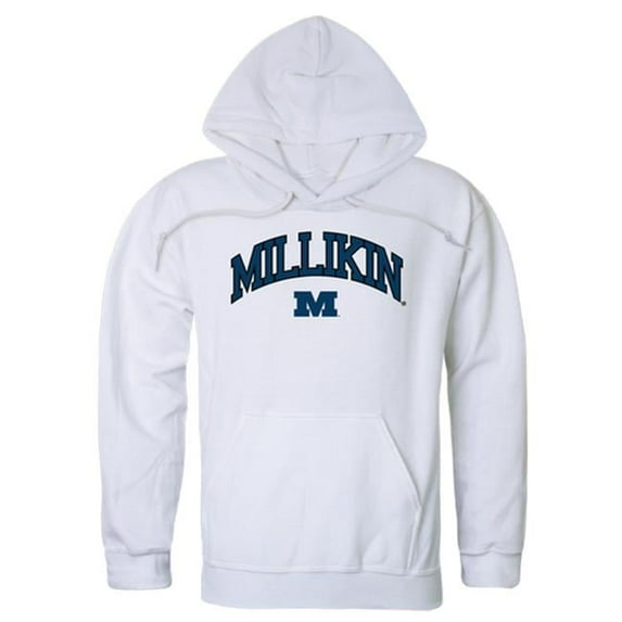 W Republic 540-342-WHT-05 Millikin University Men Campus Hoodie, White - 2XL