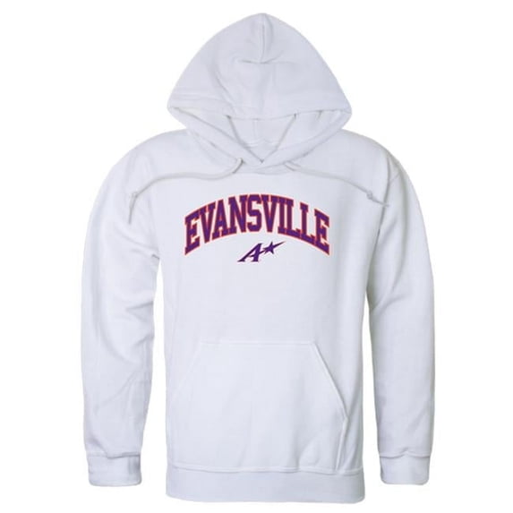 W Republic 540-424-WHT-04 University of Evansville Men Campus Hoodie, White - Extra Large