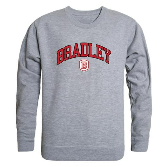 W Republic 541-270-HGY-01 Bradley University Men Campus Crewneck Sweatshirt, Heather Grey - Small
