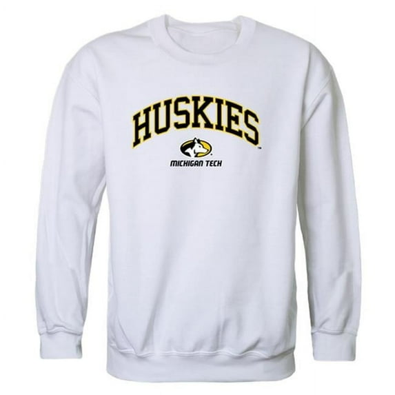 W Republic 541-341-WHT-03 Michigan Technological University Men Campus Crewneck Sweatshirt, White - Large