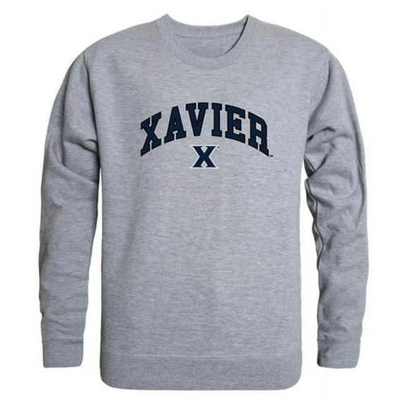 W Republic 541-417-HGY-03 Xavier University Men Campus Crewneck Sweatshirt, Heather Grey - Large