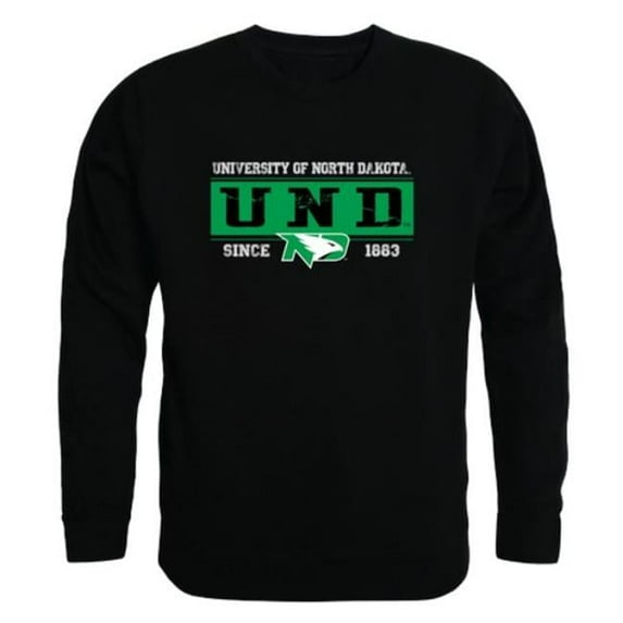 W Republic 544-141-BLK-02 University of North Dakota Campus Crewneck Sweatshirt, Black - Medium