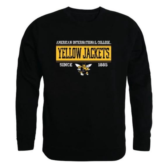 W Republic 544-449-BLK-03 American International College Yellow Jackets Established Crewneck Sweatshirt, Black - Large