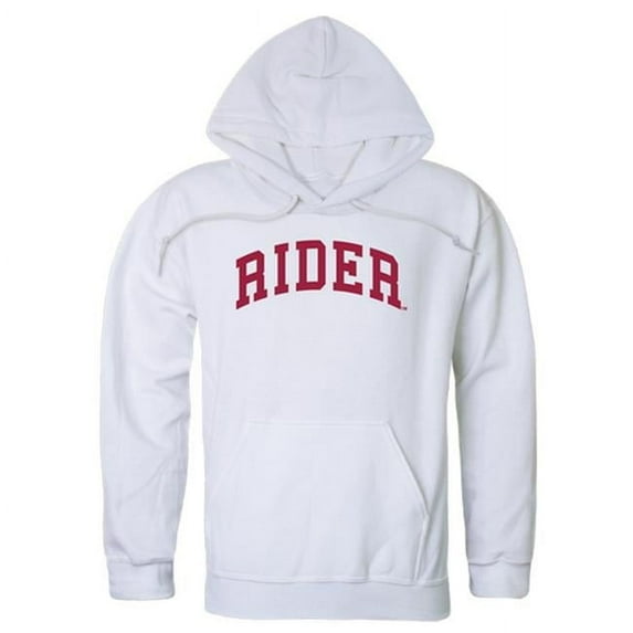 W Republic 547-368-WHT-04 Rider University College Hoodie, White - Extra Large