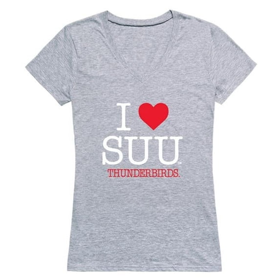 W Republic 550-236-HG2-02 Southern Utah University Thunderbirds I Love Women Short Sleeve T-Shirt, Heather Grey - Medium