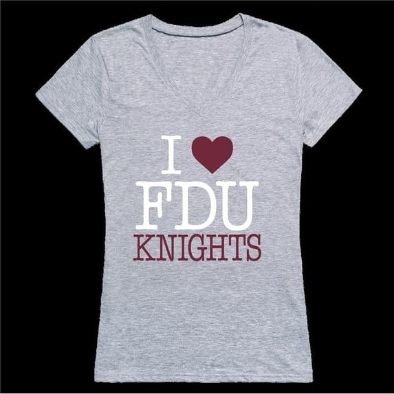 W Republic 550-300-HG3-05 Fairleigh Dickinson Knights I Love Womens T-Shirt, Heather Grey - 2XL