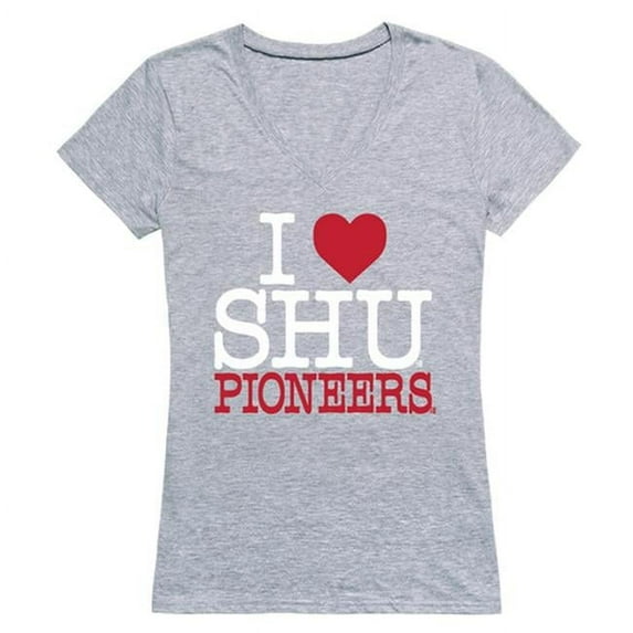 W Republic 550-372-HGY-05 Sacred Heart University I Love T-Shirt for Women, Heather Grey - 2XL