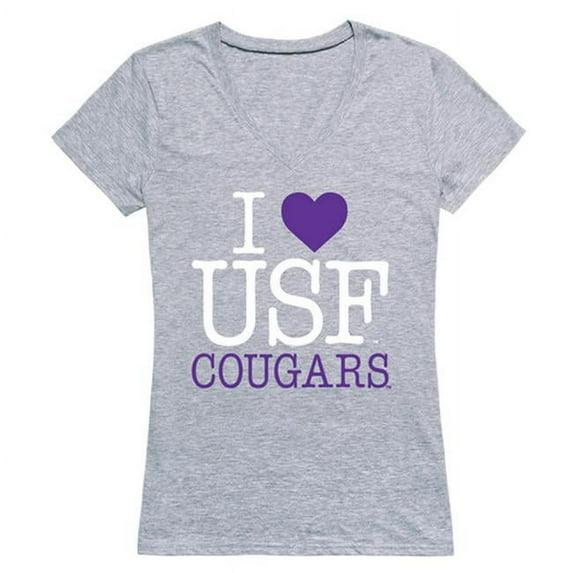 W Republic 550-380-HGY-02 University of Sioux Falls I Love T-Shirt for Women, Heather Grey - Medium