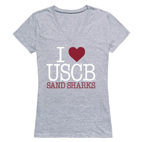 W Republic 550-383-HGY-05 USCB I Love T-Shirt for Women, Heather Grey - 2XL