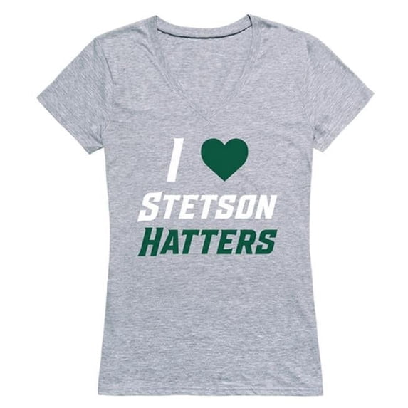 W Republic 550-387-HGY-05 Stetson University I Love T-Shirt for Women, Heather Grey - 2XL