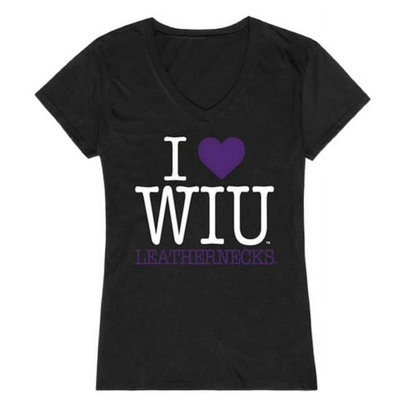 W Republic 550-405-BLK-01 Western Illinois University I Love T-Shirt for Women, Black - Small