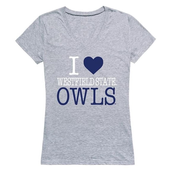 W Republic 550-407-HGY-05 Westfield State University I Love T-Shirt for Women, Heather Grey - 2XL