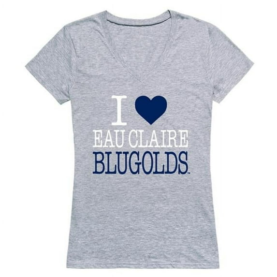 W Republic 550-409-HGY-04 University of Wisconsin-Eau Claire I Love T-Shirt for Women, Heather Grey - Extra Large