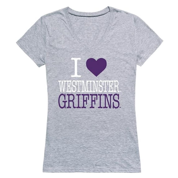 W Republic 550-421-HGY-05 University of Westminster I Love T-Shirt for Women, Heather Grey - 2XL