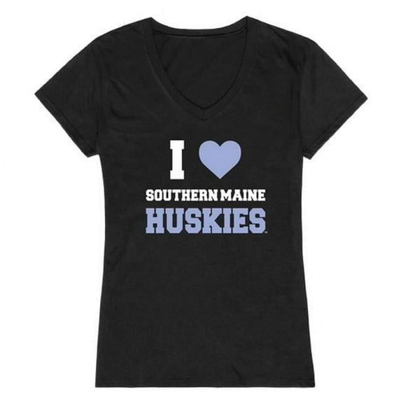W Republic 550-459-BLK-03 Women University of Southern Maine I Love T-Shirt, Black - Large