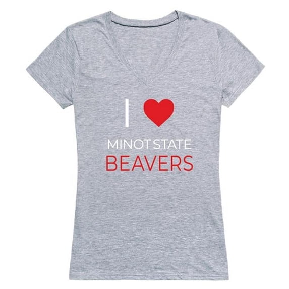 W Republic 550-467-HGY-04 Minot State University Beavers I Love Women Short Sleeve T-Shirt, Heather Grey - Extra Large