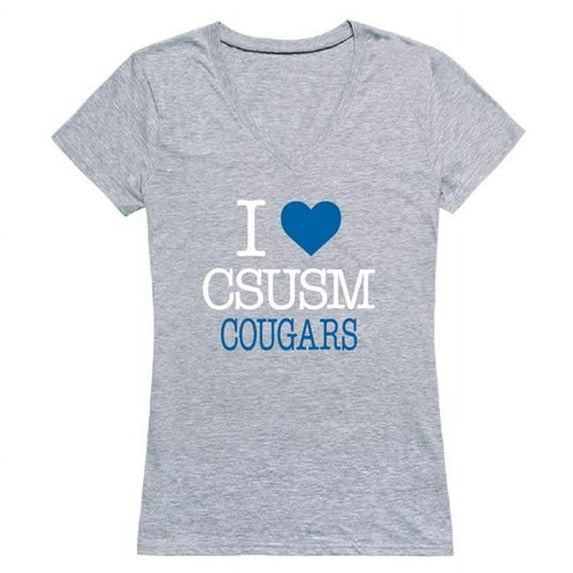 W Republic 550-506-HGY-02 California State University San Marcos Cougars I Love Women Short Sleeve T-Shirt, Heather Grey - Medium