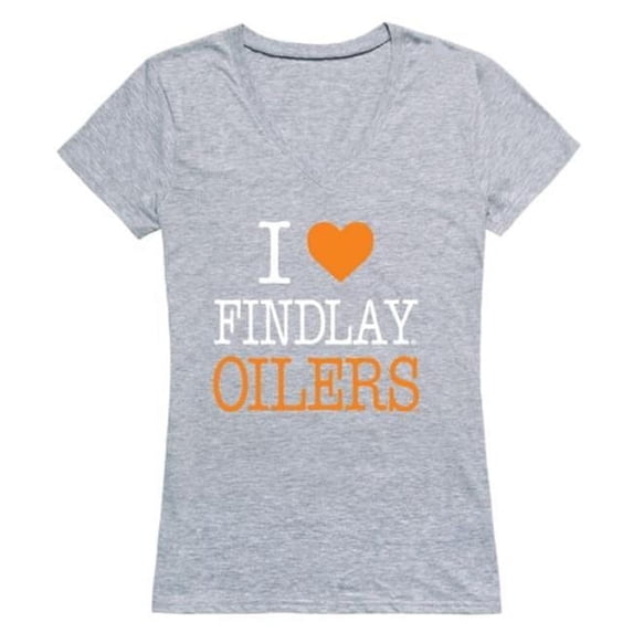 W Republic 550-518-HGY-04 University of Findlay Oilers I Love Women T-Shirt, Heather Grey - Extra Large