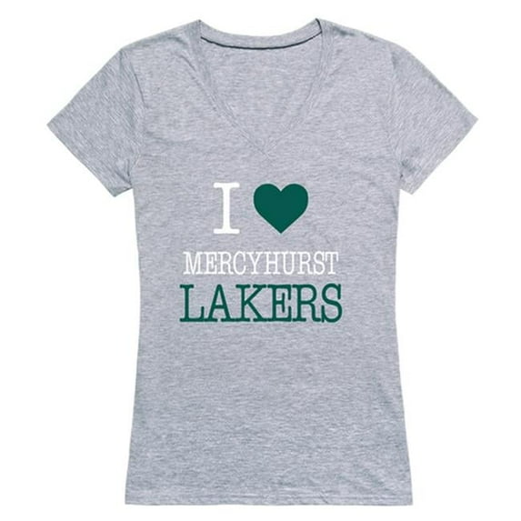 W Republic 550-540-HGY-05 Mercyhurst University Lakers I Love Women Short Sleeve T-Shirt, Heather Grey - 2XL