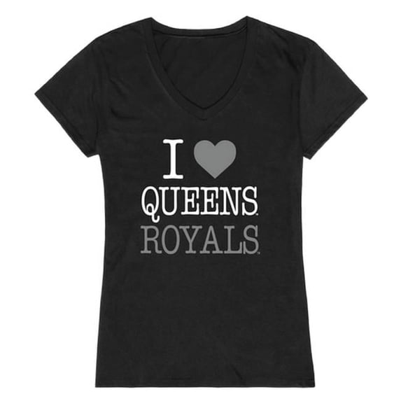 W Republic 550-573-BLK-05 Queens University of Charlotte Royals I Love Women Short Sleeve T-Shirt, Black - 2XL