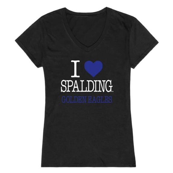 W Republic 550-589-BLK-03 Spalding University Golden Eagles I Love Women Short Sleeve T-Shirt, Black - Large
