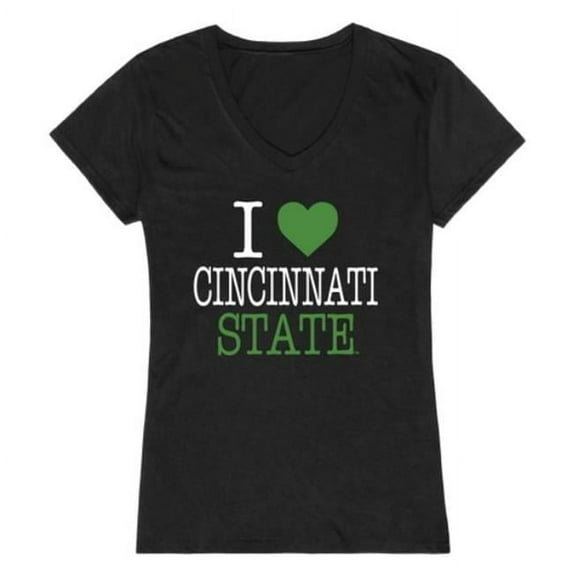 W Republic 550-632-BLK-02 Cincinnati State Technical & Community College I Love Women T-Shirt, Black - Medium
