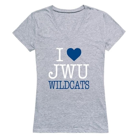 W Republic 550-657-HGY-03 Johnson & Wales University Wildcats I Love Women Short Sleeve T-Shirt, Heather Grey - Large