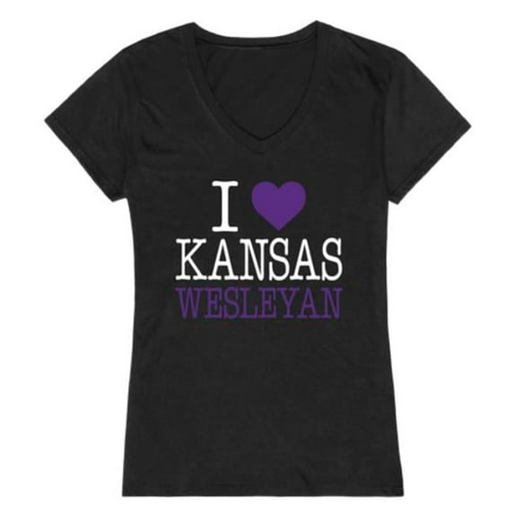 W Republic 550-658-BLK-01 Kansas Wesleyan University Coyotes I Love Women T-Shirt, Black - Small