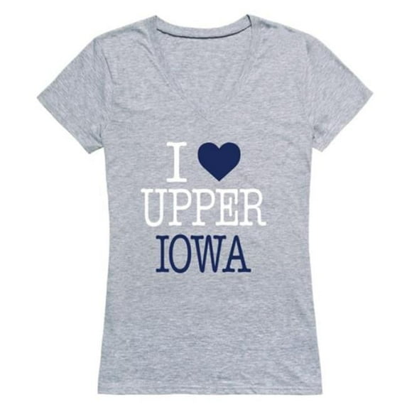 W Republic 550-681-HGY-03 Upper Iowa University Peacocks I Love Women T-Shirt, Heather Grey - Large