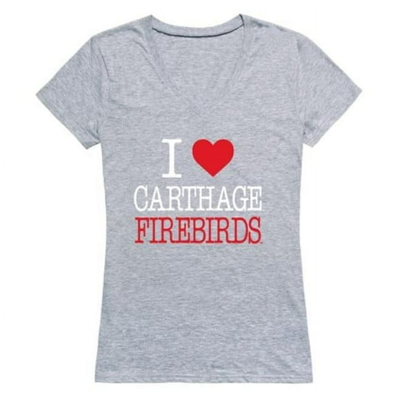W Republic 550-709-HGY-05 Carthage College Firebirds I Love Women T-Shirt, Heather Grey - 2XL