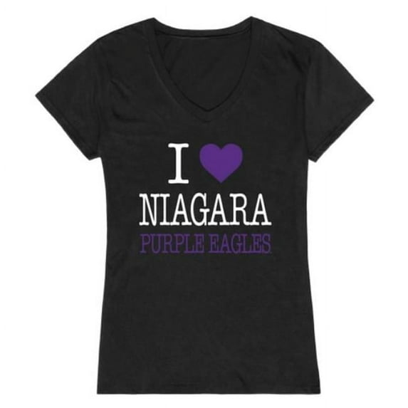 W Republic 550-723-BLK-05 Niagara University Purple Eagles I Love Women T-Shirt, Black - 2XL