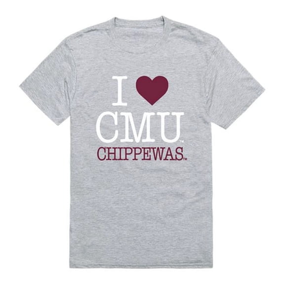 W Republic 551-114-HGY-01 Central Michigan University I Love T-Shirt, Heather Grey - Small