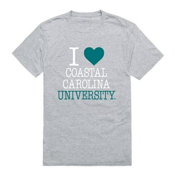 W Republic 551-116-HGY-01 Coastal Carolina University I Love T-Shirt, Heather Grey - Small