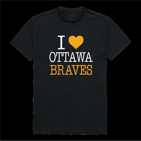 W Republic 551-253-BLK-02 University of Ottawa Braves I Love T-Shirt, Black - Medium