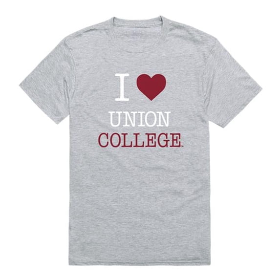 W Republic 551-461-HGY-04 Men Union College I Love T-Shirt, Heather Grey - Extra Large