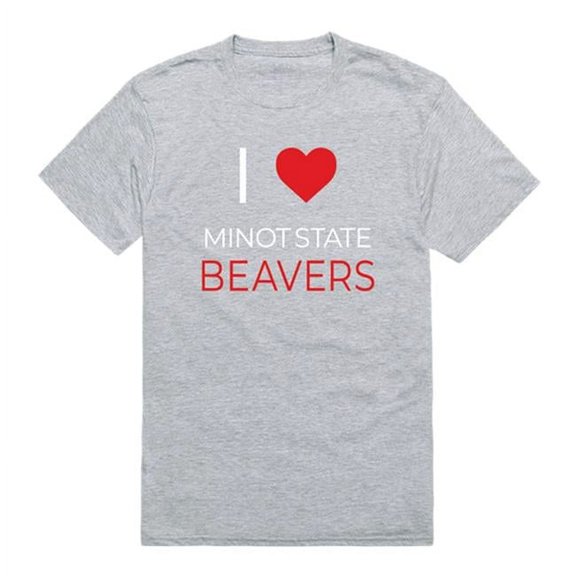 W Republic 551-467-HGY-04 Minot State University Beavers I Love T-Shirt, Heather Grey - Extra Large