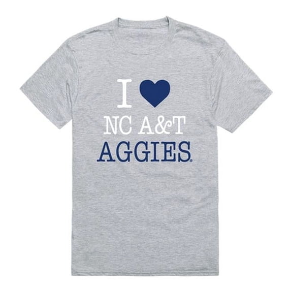 W Republic 551-470-HGY-03 North Carolina Agricultural & Technical State University Aggies I Love T-Shirt, Heather Grey - Large