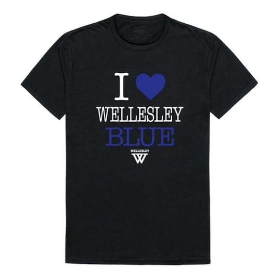 W Republic 551-486-BLK-04 Wellesley College Blue I Love T-Shirt, Black - Extra Large