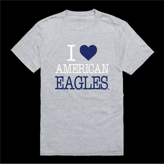 W Republic 551-498-HGY-05 American University Eagles I Love T-Shirt, Heather Grey - 2XL