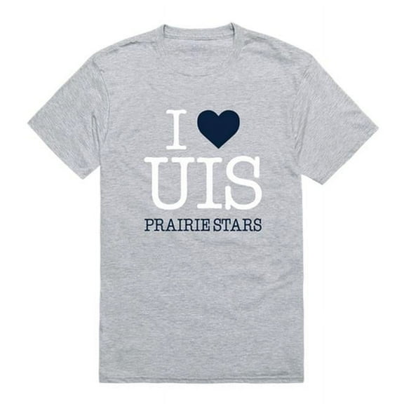W Republic 551-655-HGY-04 University of Illinois Springfield Prairie Stars I Love T-Shirt, Heather Grey - Extra Large