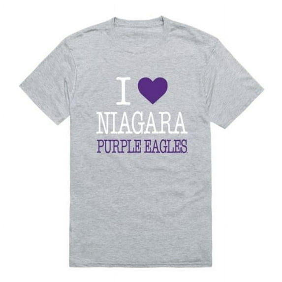 W Republic 551-723-HGY-02 Niagara University Purple Eagles I Love T-Shirt, Heather Grey - Medium