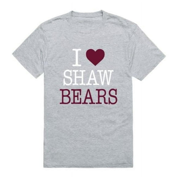 W Republic 551-726-HGY-01 Shaw University Bears I Love T-Shirt, Heather Grey - Small