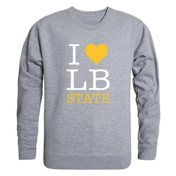 W Republic 552-109-HGY-04 California State University Long Beach I Love Crewneck T-Shirt, Heather Grey - Extra Large