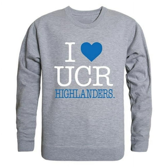 W Republic 552-111-HGY-02 University of California Riverside I Love Crewneck T-Shirt, Heather Grey - Medium
